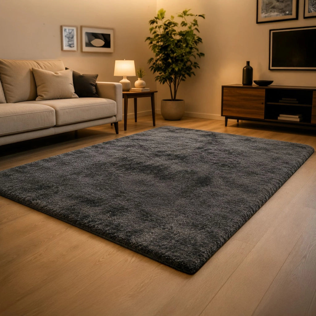 Latisa, Tappeto Altezza Pelo 35 mm 100% Poliestere, 67x67 cm Nero Antracite