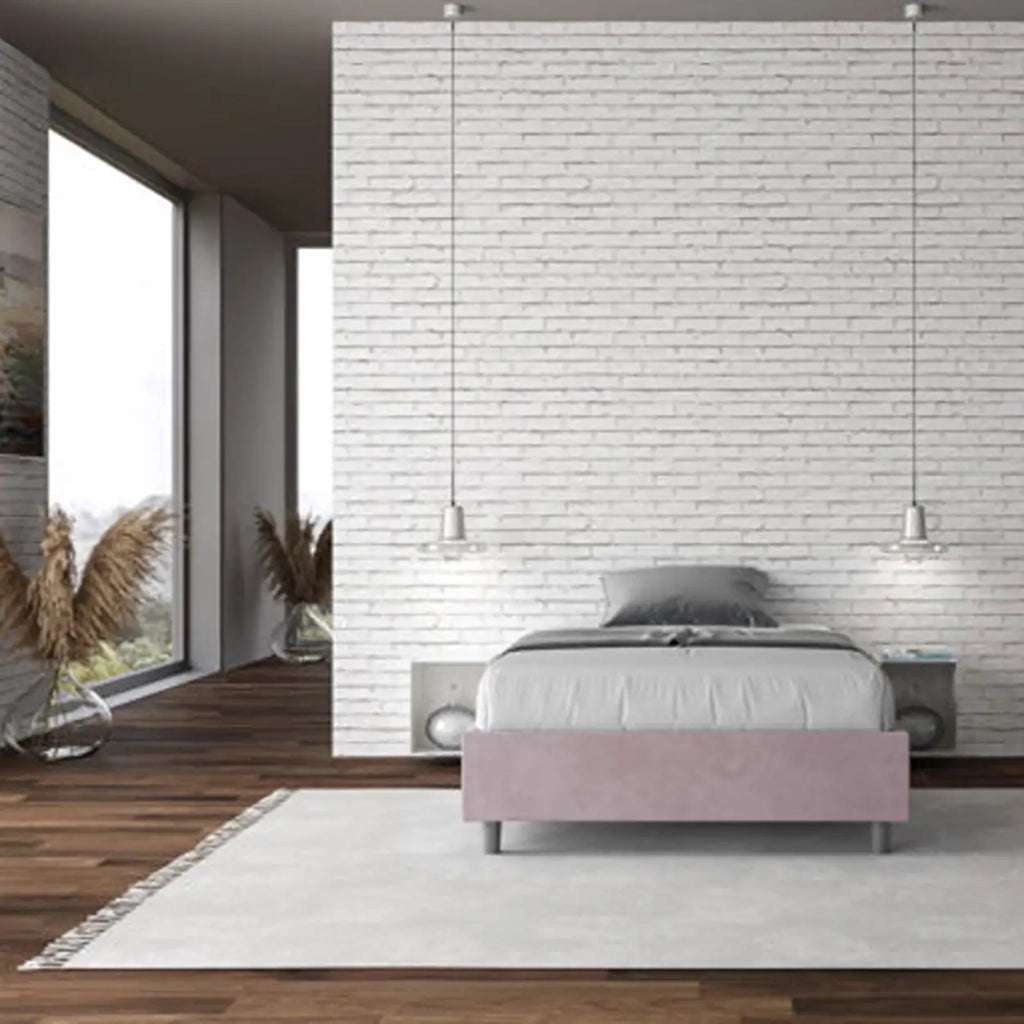 Letto una piazza e mezza contenitore imbottito 120x200 microfibra glicine Azelia