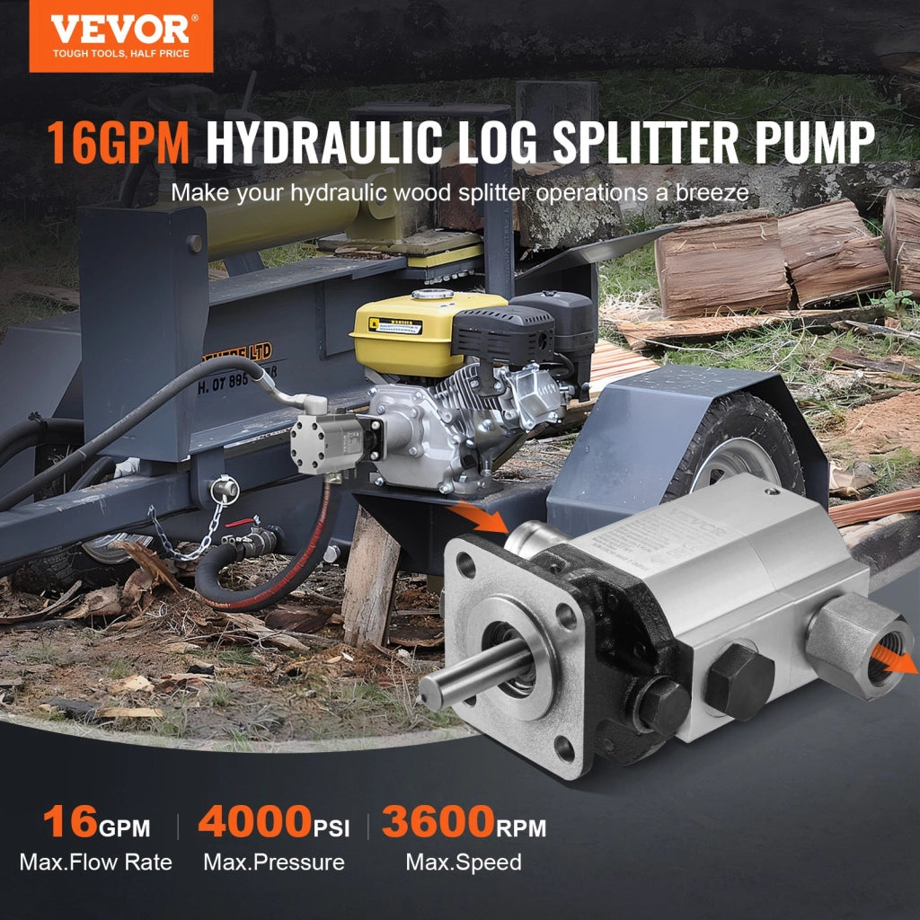Kit Pompa Idraulica per Spaccalegna a Ingranaggi a 2 Stadi in Alluminio 60,6 L/min 4000 PSI 3600 Giri/min Robusta e Facile da Montare