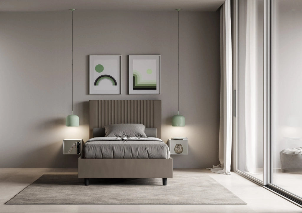 Letto 1 Piazza e Mezzo 130x200 cm con Rete Goya Cappuccino