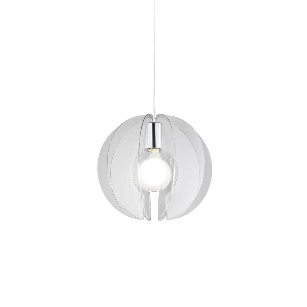 Sospensione Moderna Space Collection Polilux ® Trasparente E Metallo Cromo E27