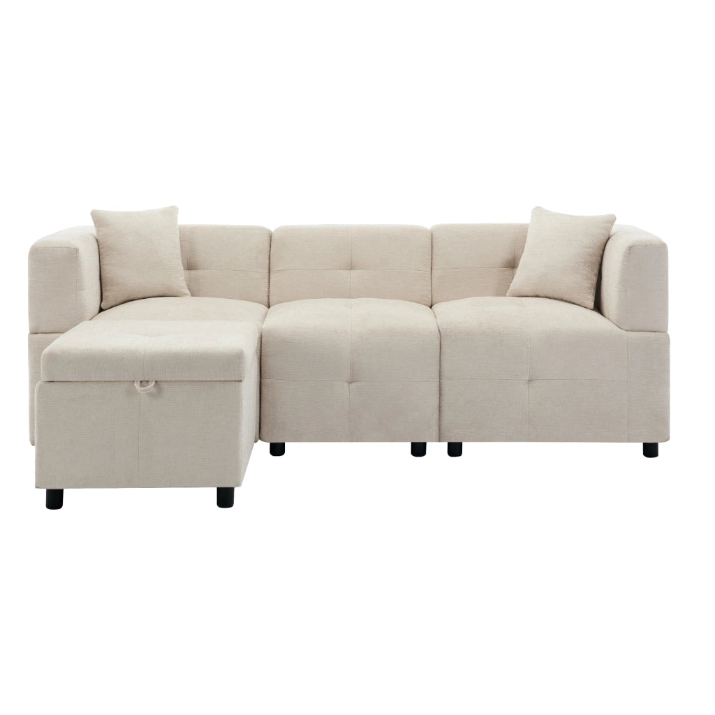 Divano Angolare 3 Posti con Contenitore, Poggiapiedi e Cuscini ¨C Xylo ¨C Sofa L