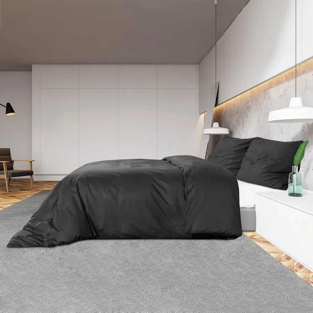 Set Copripiumino Nero 140x200 cm in Microfibra Leggera 135969
