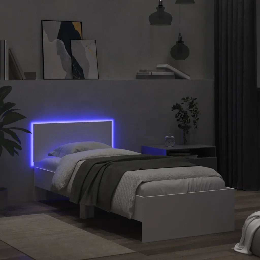Giroletto con Testiera e LED Bianco 90x190 cm 838834