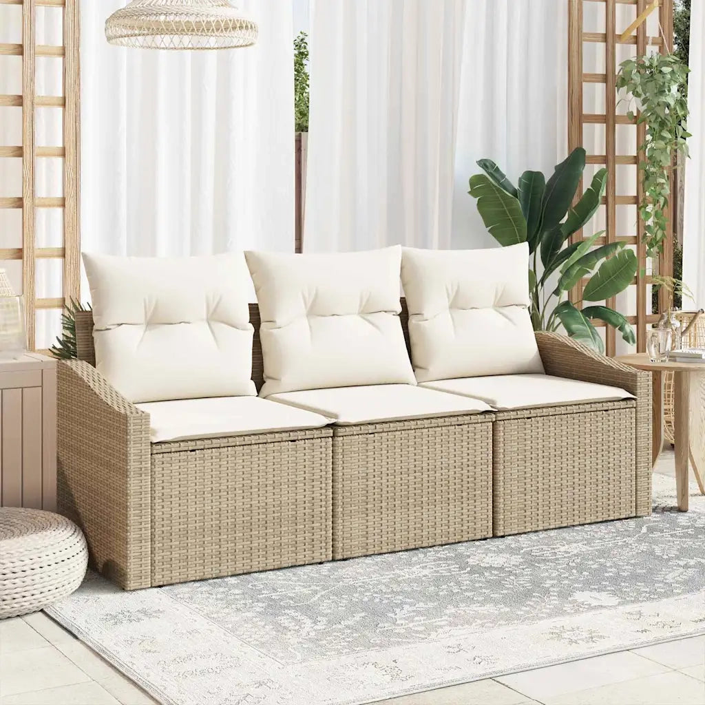 Set Divano da Giardino 3 pcs Beige e Bianco polyrattan 3355250