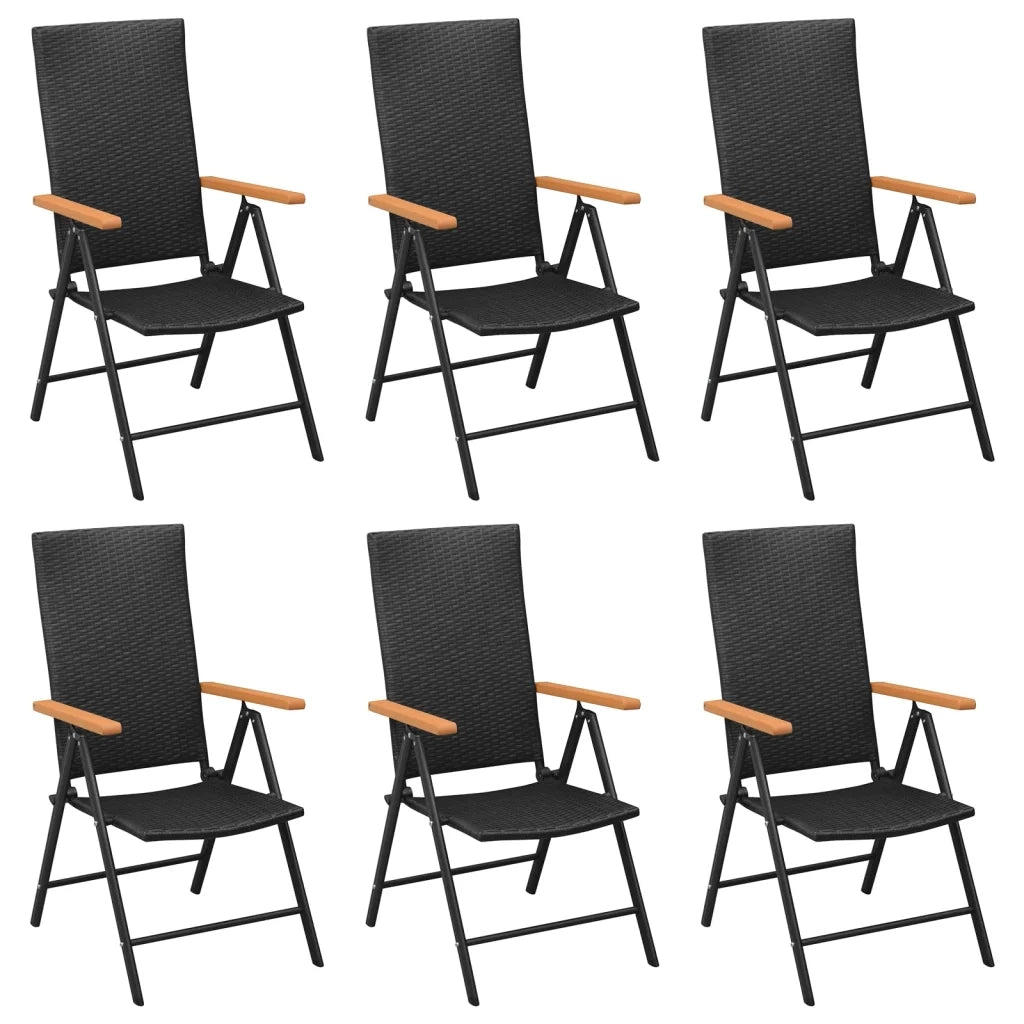 Set da Pranzo da Giardino 7 pz Nero e Marrone in Polyrattan 3156521