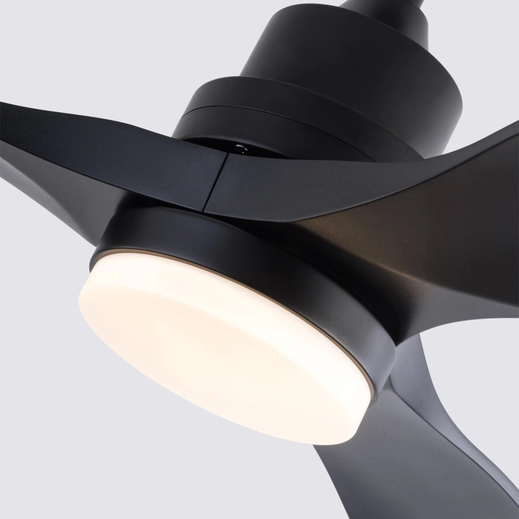 Ventilatore da soffitto da 42 pollici con luce LED e telecomando, 3 pale in ABS nero, motore DC reversibile