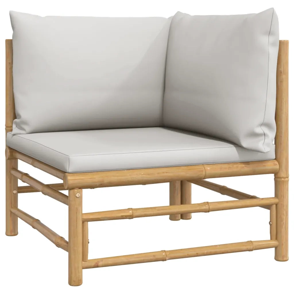 Set Salotto da Giardino 6pz con Cuscini Grigio Chiaro Bambù 3155079