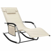 Lettino Prendisole in Textilene Crema e Grigio 310506
