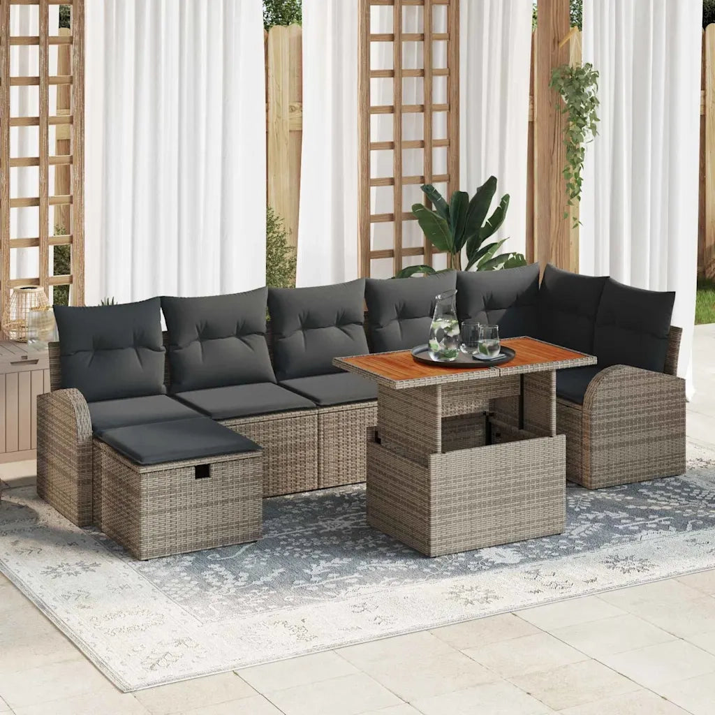 Set Divano da Giardino con cuscino 8 pcs Grigio polyrattan 3359975