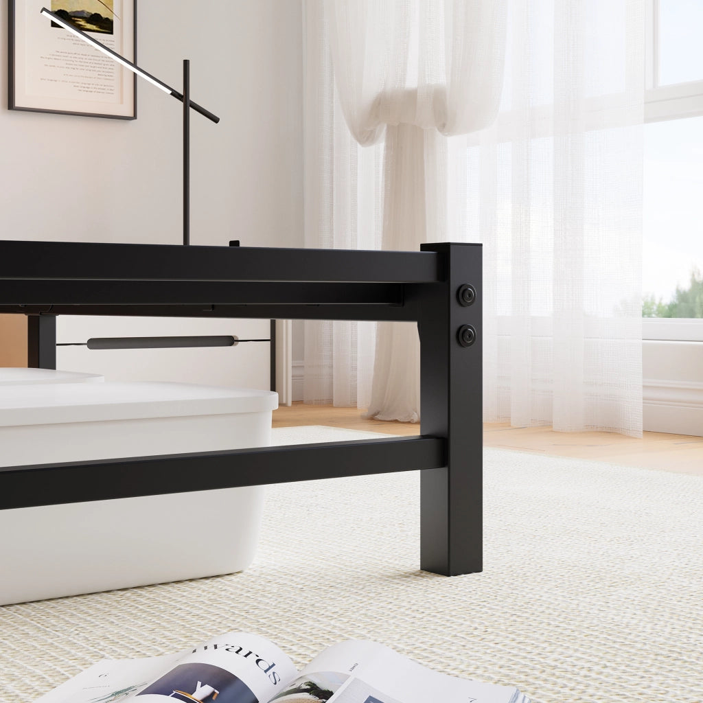 letto in metallo e legno nero 140 x 200 cm