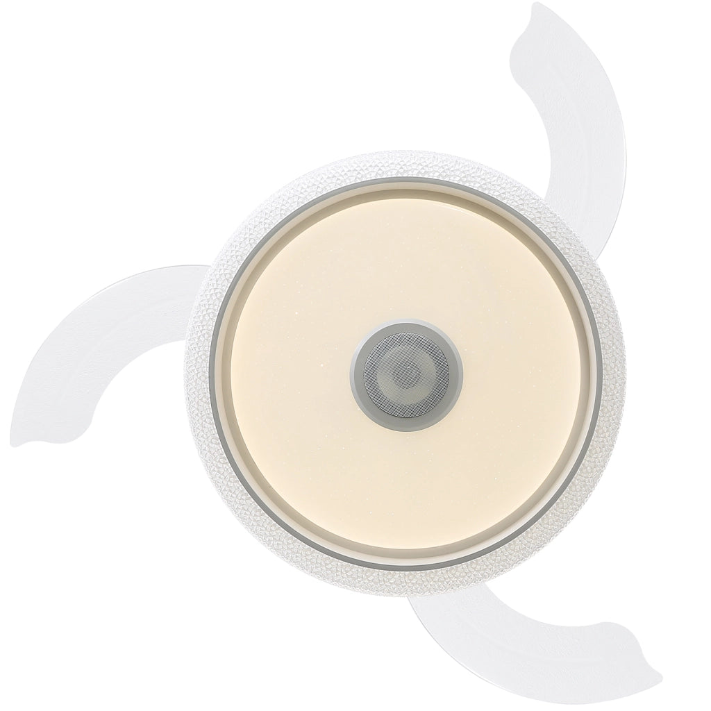 Ventilatore da soffitto RGB con luce LED dimmerabile da 36 W; controllo via app e telecomando Bluetooth bianco
