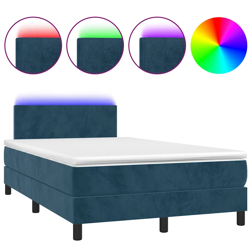 Letto a Molle con Materasso e LED Blu Scuro 120x200cm 3134277