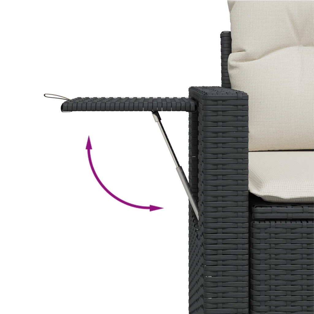 Set Divani da Giardino 14pz con Cuscini in Polyrattan Nero 3224817