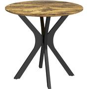Tavolo da pranzo rotondo 80x75 cm in MDF marrone rustico, base in acciaio, 2 posti