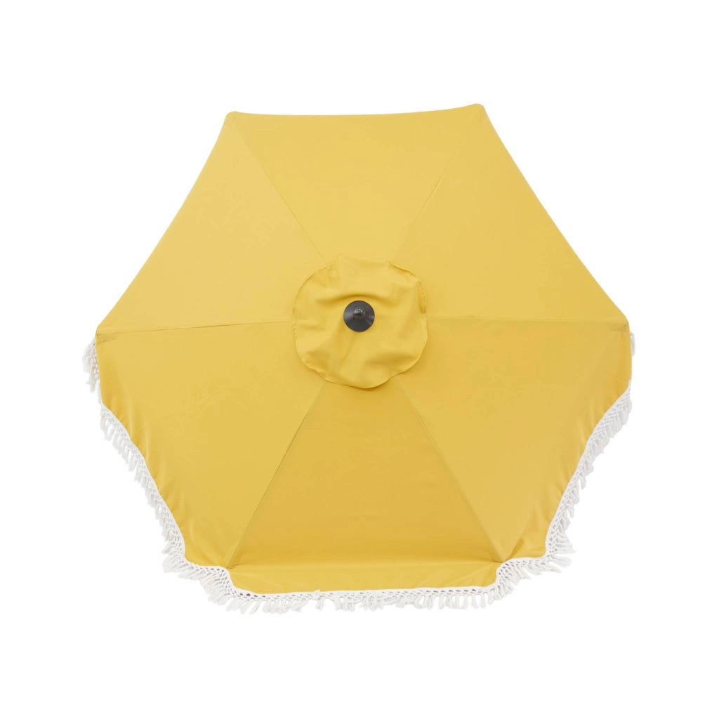 Ombrellone rotondo dritto con frange, ø2m, ocra