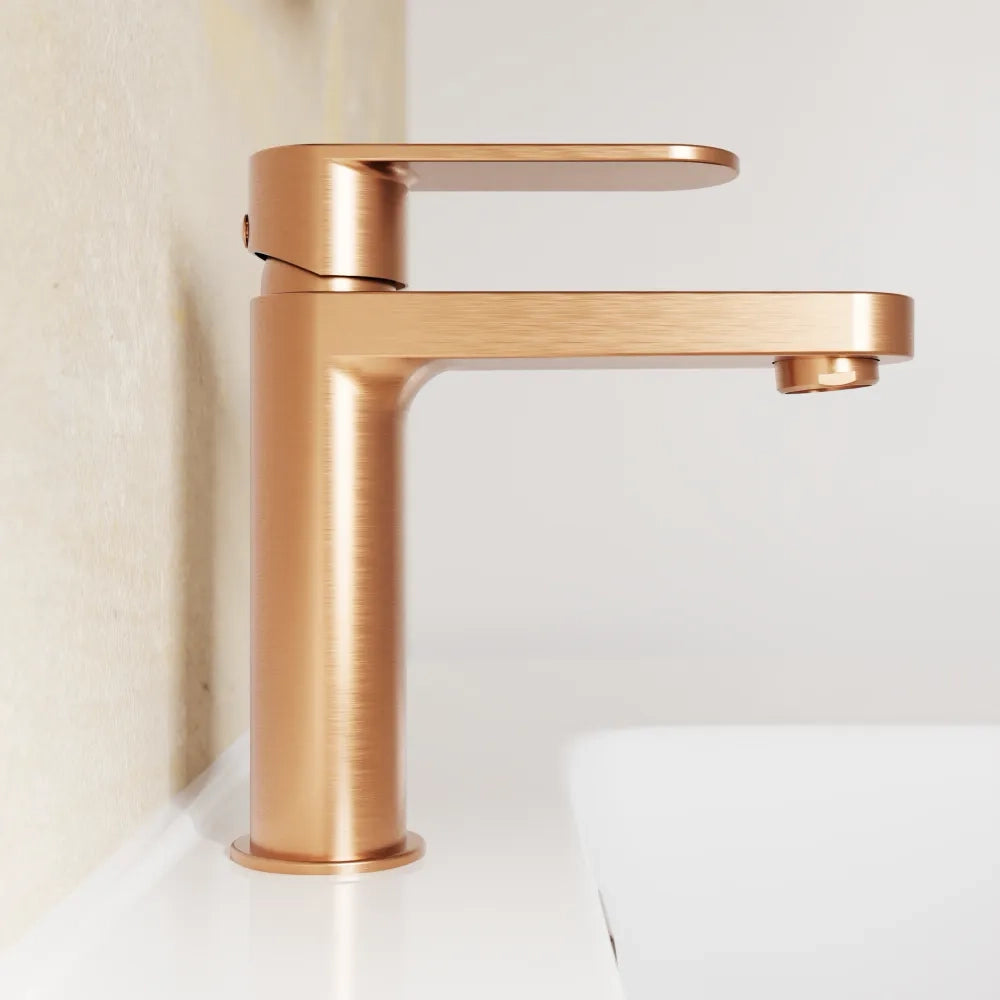 Miscelatore lavabo senza scarico rame spazzolato altezza 16cm | Margot