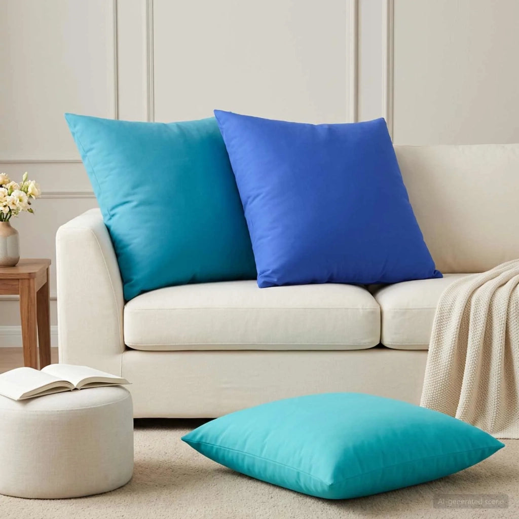 Cuscino con cuscino HEERLEN 2 pz Turchese Poliestere 928267