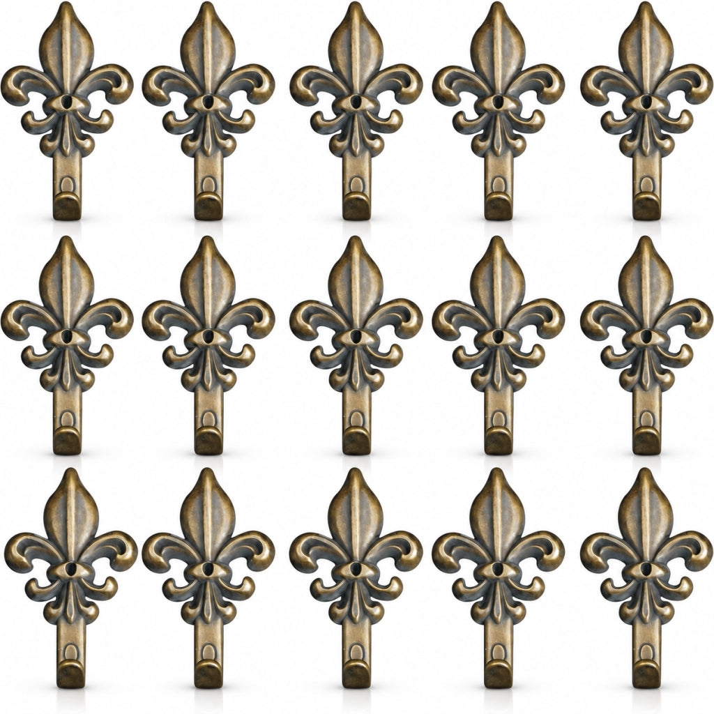 15 Ganci Appendiquadro Giglio Fiorentino 4,5 cm Bronzo con Chiodi 17 mm 66884