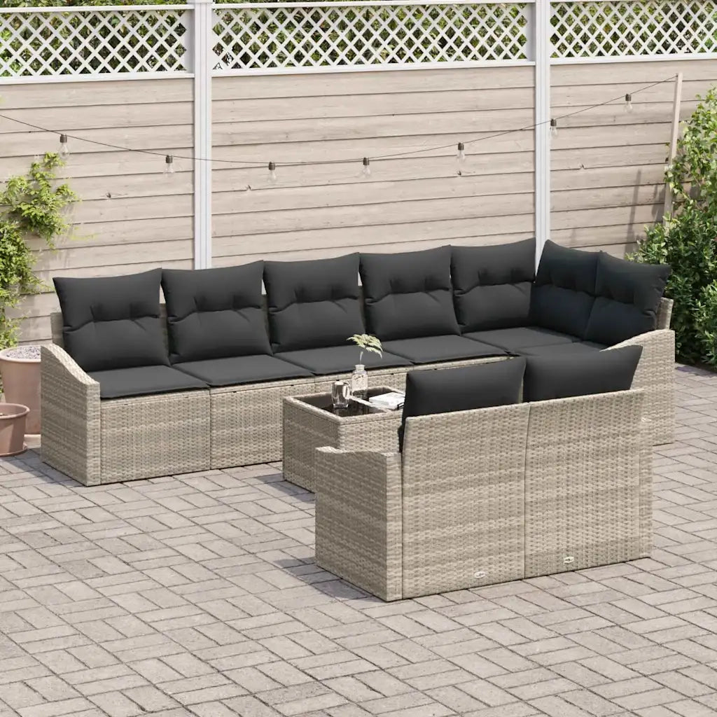 Set Divano da Giardino 9 pcs Grigio chiaro polyrattan 3355451