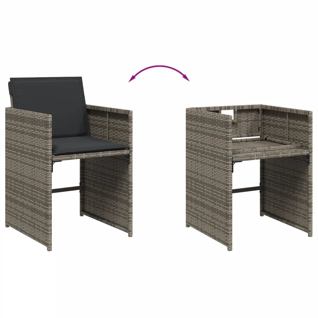 Set da Pranzo da Giardino 13pz con Cuscini Grigio in Polyrattan 3277897