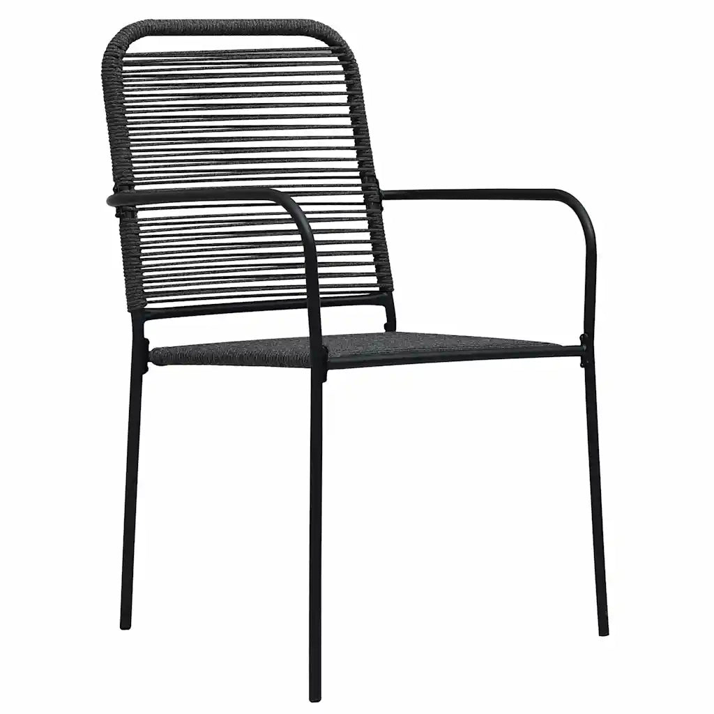 Set da Pranzo da Esterni 3 pz in Corda di Cotone e Acciaio Nero 3058277