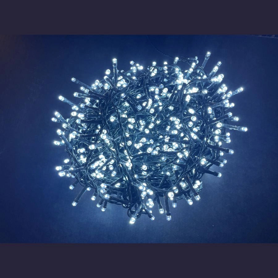 LUCI DI NATALE 2000 LED BIANCO 40M CAVO SCURO PER USO INTERNO E ESTERNO