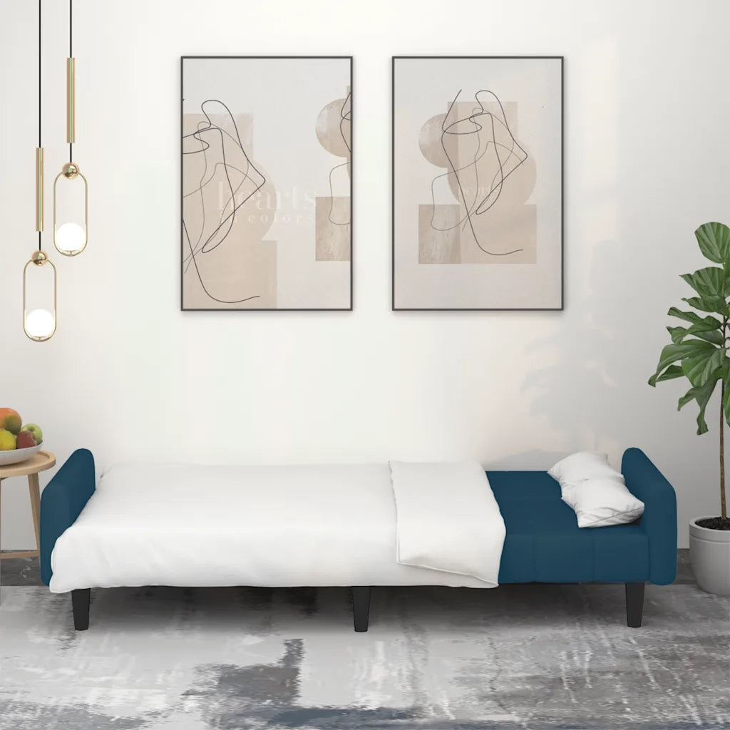 Divano Letto a 2 Posti Blu in Velluto 375773