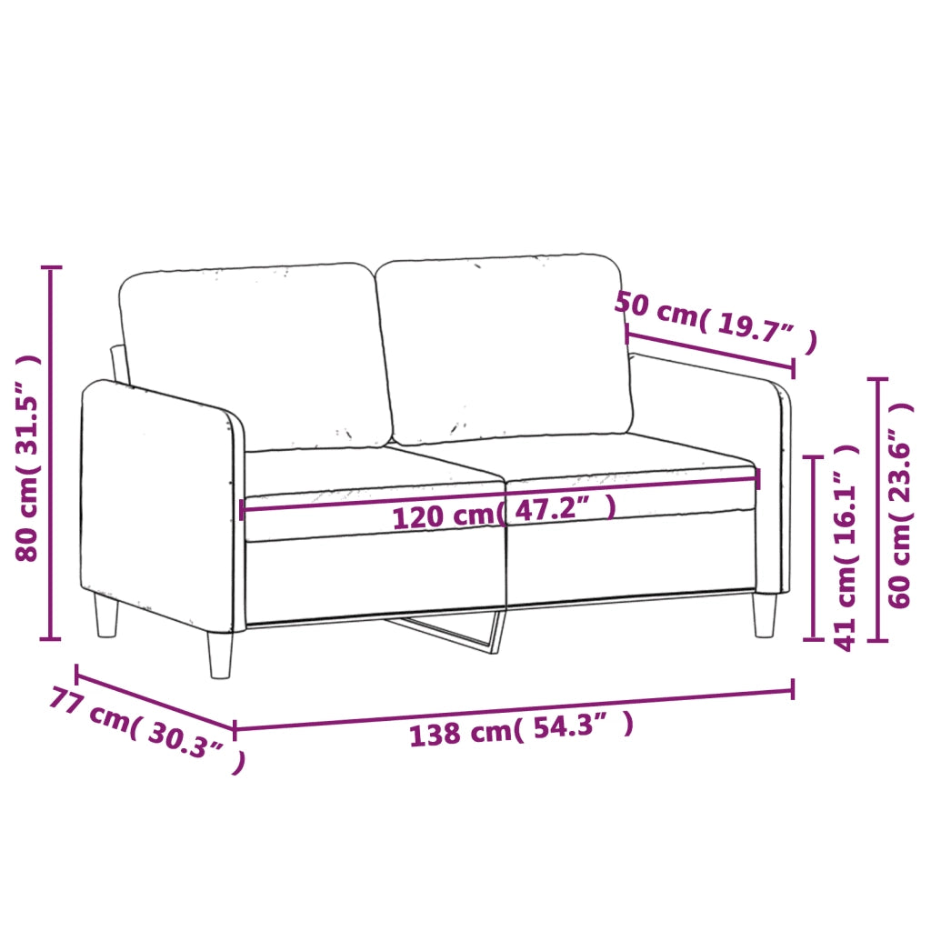 Divano a 2 Posti Grigio Chiaro 120 cm in Velluto 359432