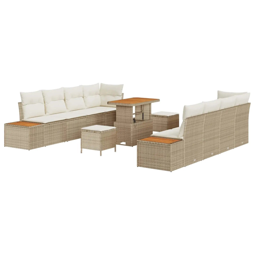 Set Divano da Giardino con cuscino 11 pcs Beige e Crema 3363281