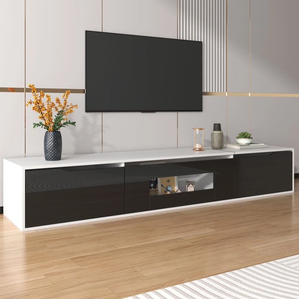 Mobile TV e Vetrina ¨C Xylo ¨C Nero Lucido e Bianco, LED Colore