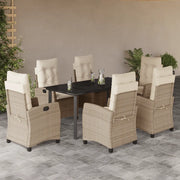 Set da Pranzo da Giardino 7 pz con Cuscini Beige in Polyrattan 3212817