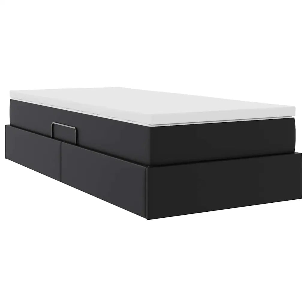 Letto con contenitore e materasso Nero 90 x 200 cm