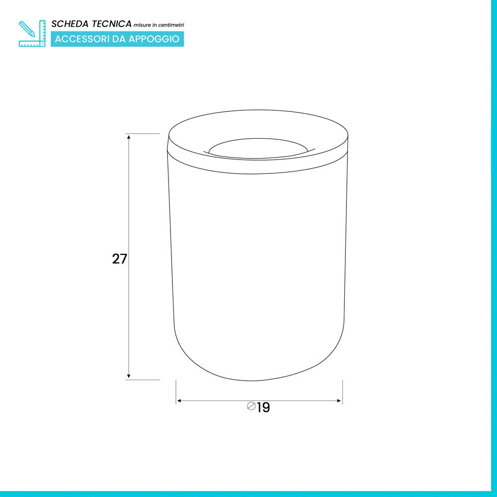 Pattumiera bagno in plastica bianco crema design tondo Pop