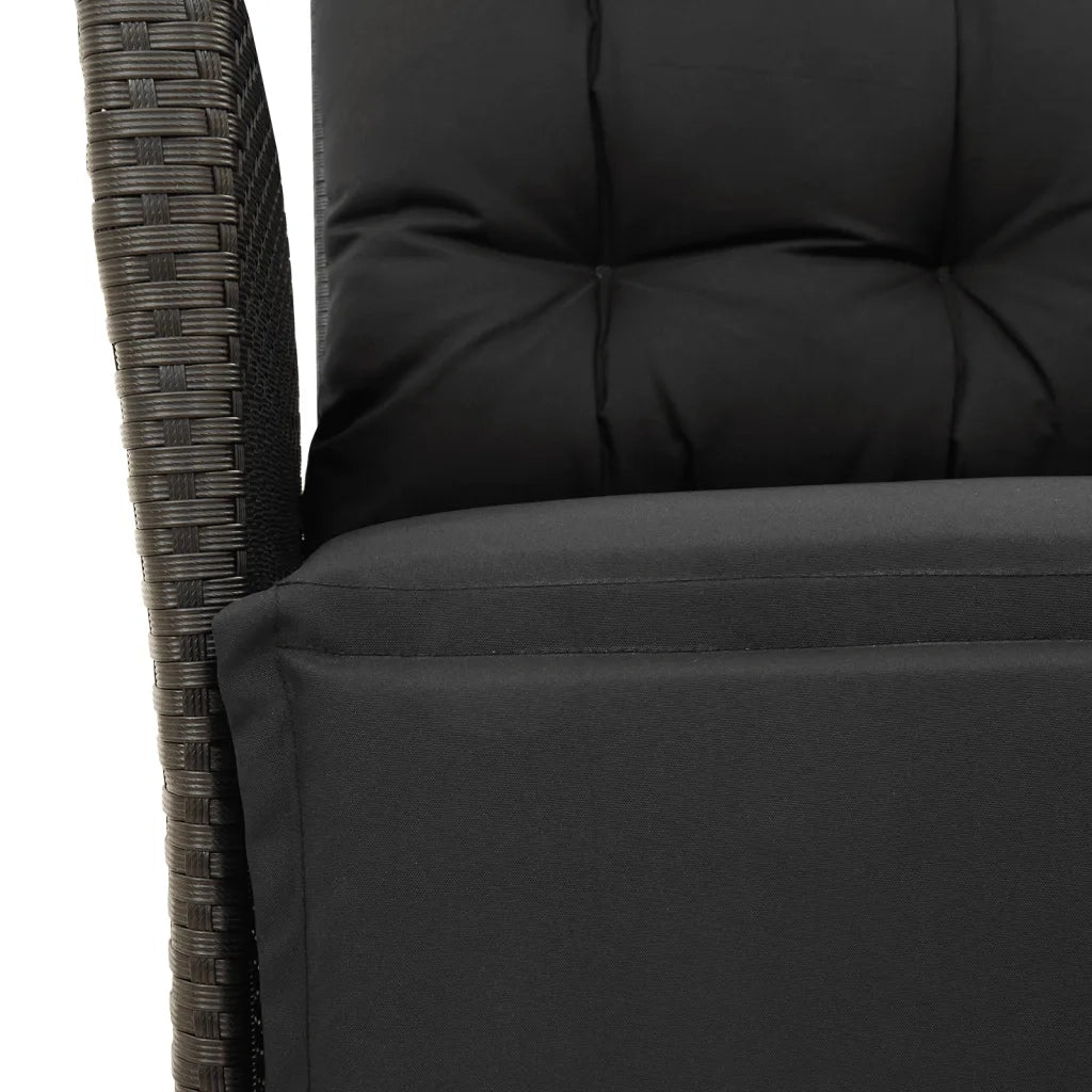 Set da Pranzo da Giardino 7 pz Nero con Cuscini in Polyrattan 3213341