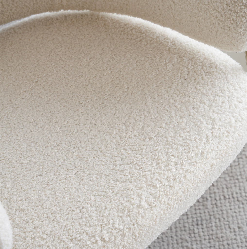 SEDIA DA PRANZO Bianca in fleece con gambe dorate