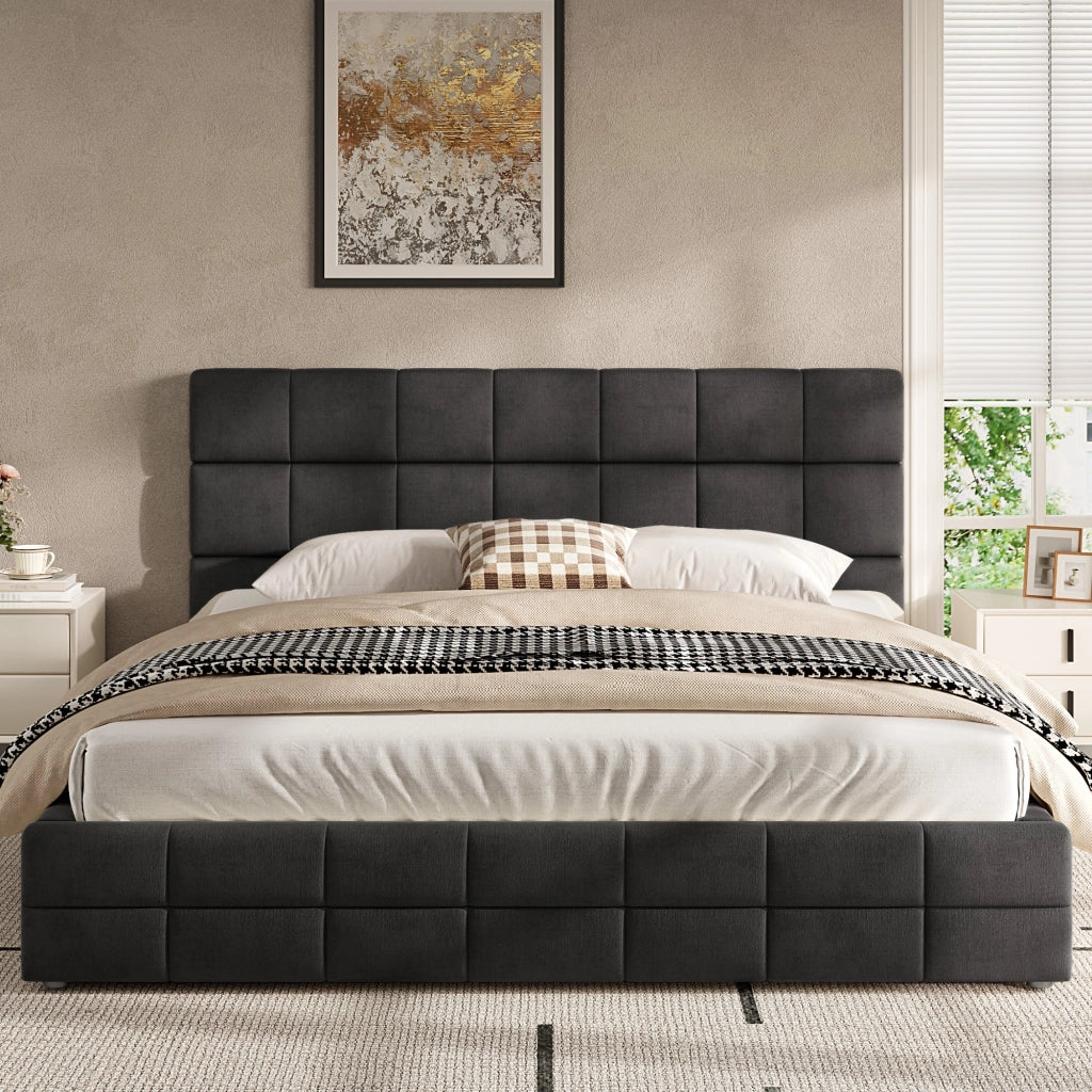 letto a piattaforma imbottito mdf multistrato velluto nero 180 x 200 cm