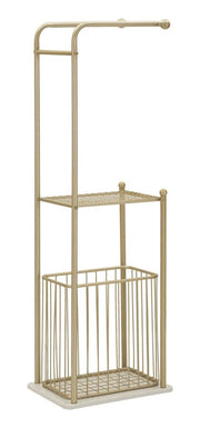Porta Asciugamani da Terra Root 40x30x122 cm in Metallo e Marmo Artificiale Oro e Bianco
