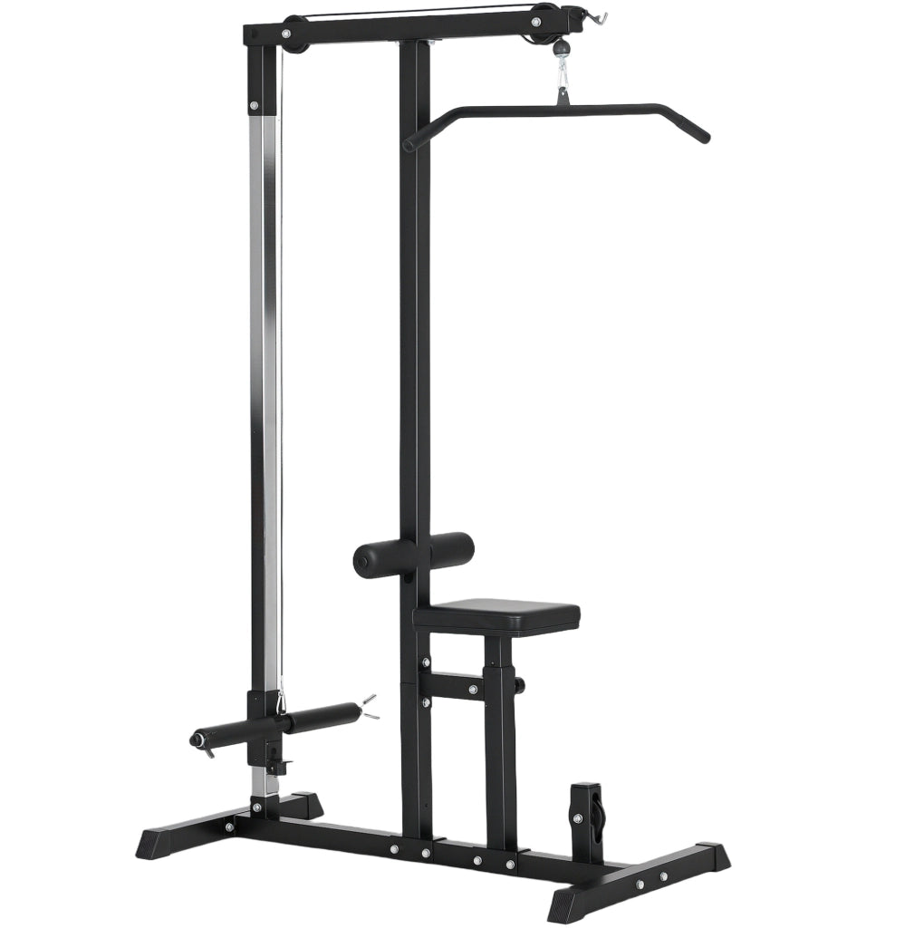 Stazione fitness multifunzione 107x120x90 cm nera in acciaio, sedile regolabile