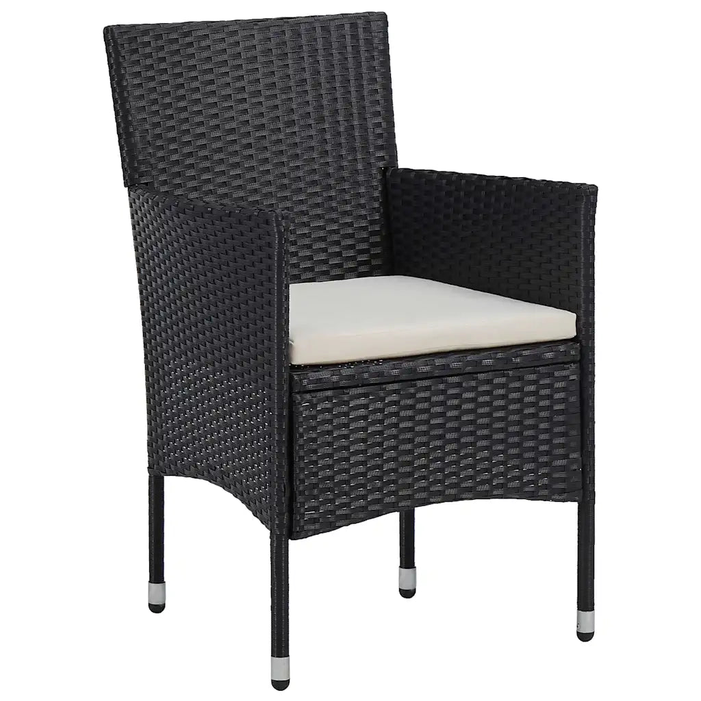 Set Mobili da Pranzo da Giardino 5 pz Nero Polyrattan e Acacia 3058322