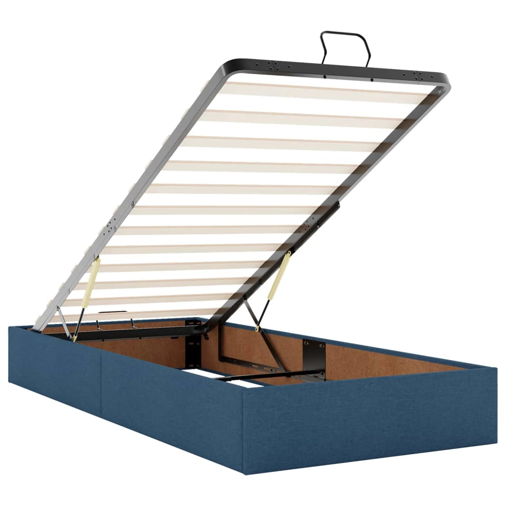 Letto Ottomano con Materasso e LED Blu 90 x 190 cm Tessuto 3458123