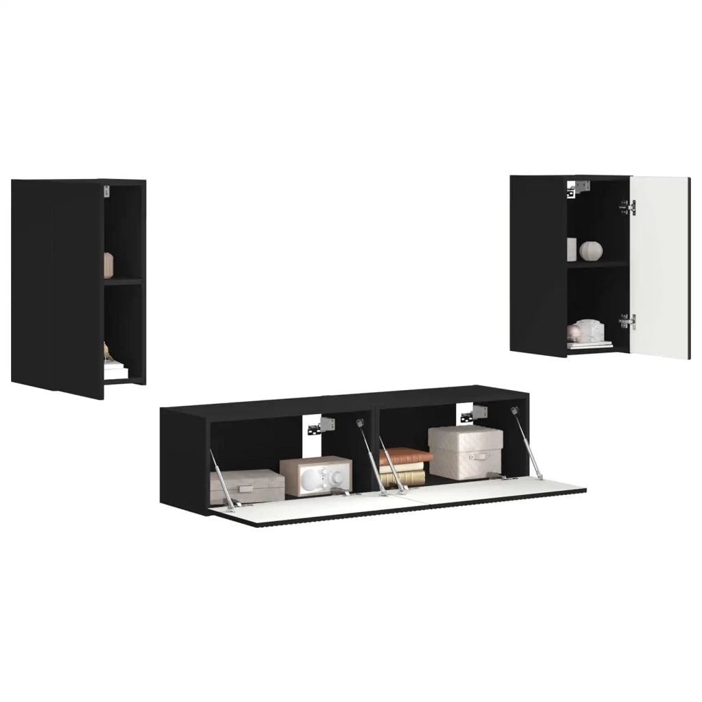 Set mobile TV 4 pcs Nero Legno multistrato 3409151