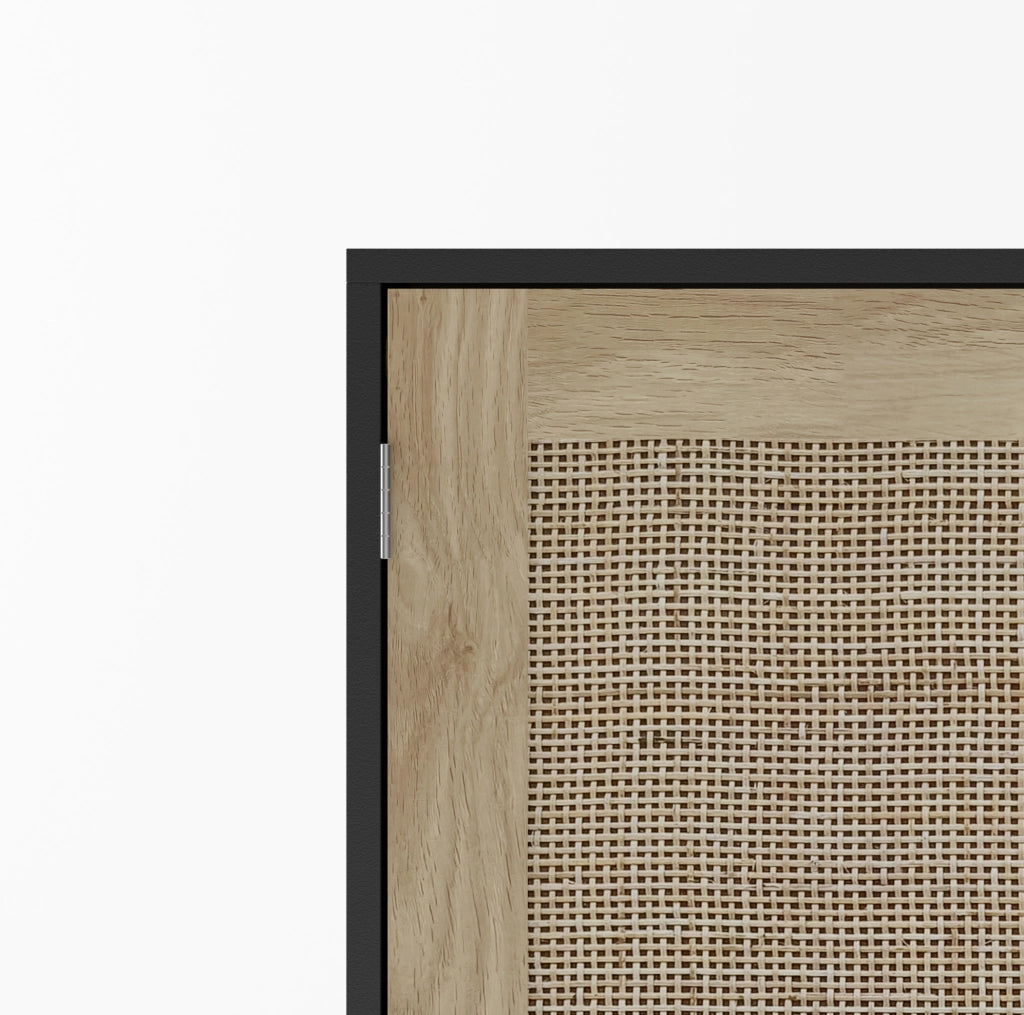 Mobile contenitore a 2 ante con ripiani aperti; MDF; 80x40x88 cm; nero