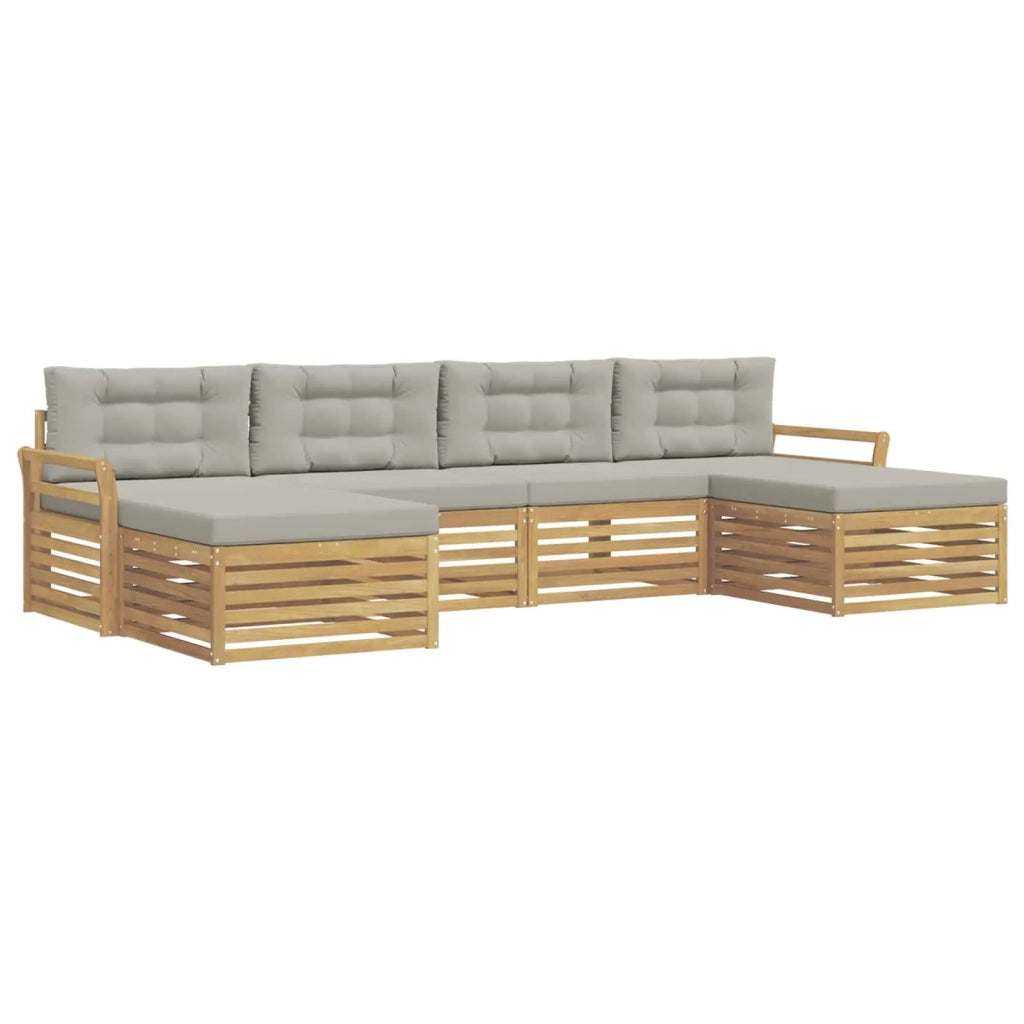 Set di divani da esterno 6 pz Bianco e Grigio Chiaro 3390926