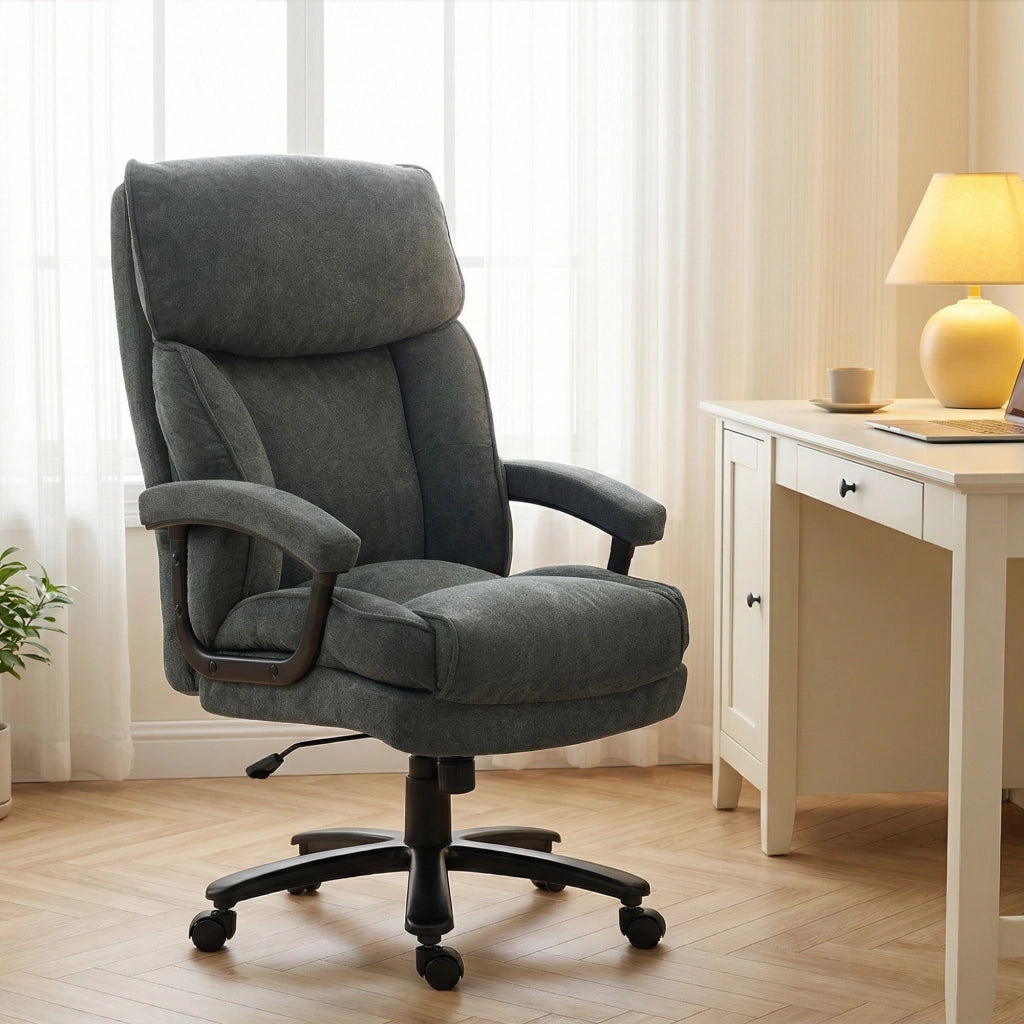 Sedia da Ufficio Girevole e Inclinabile ¨C Minimal ¨C Grigio Tessuto Velluto