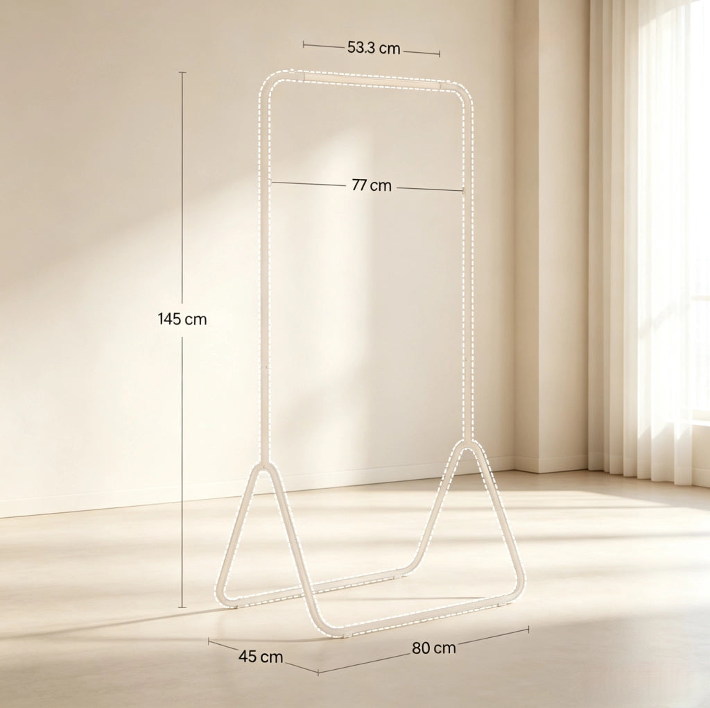 Appendiabiti in metallo e legno bianco 80x45x145 cm per ingresso e balcone