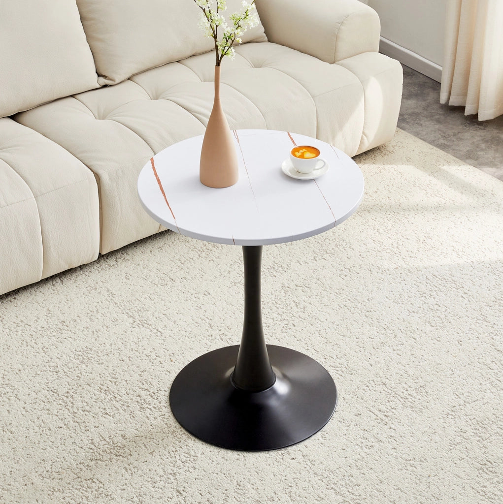 TAVOLO Rotondo 60 cm Mid-Century MDF Bianco e Nero