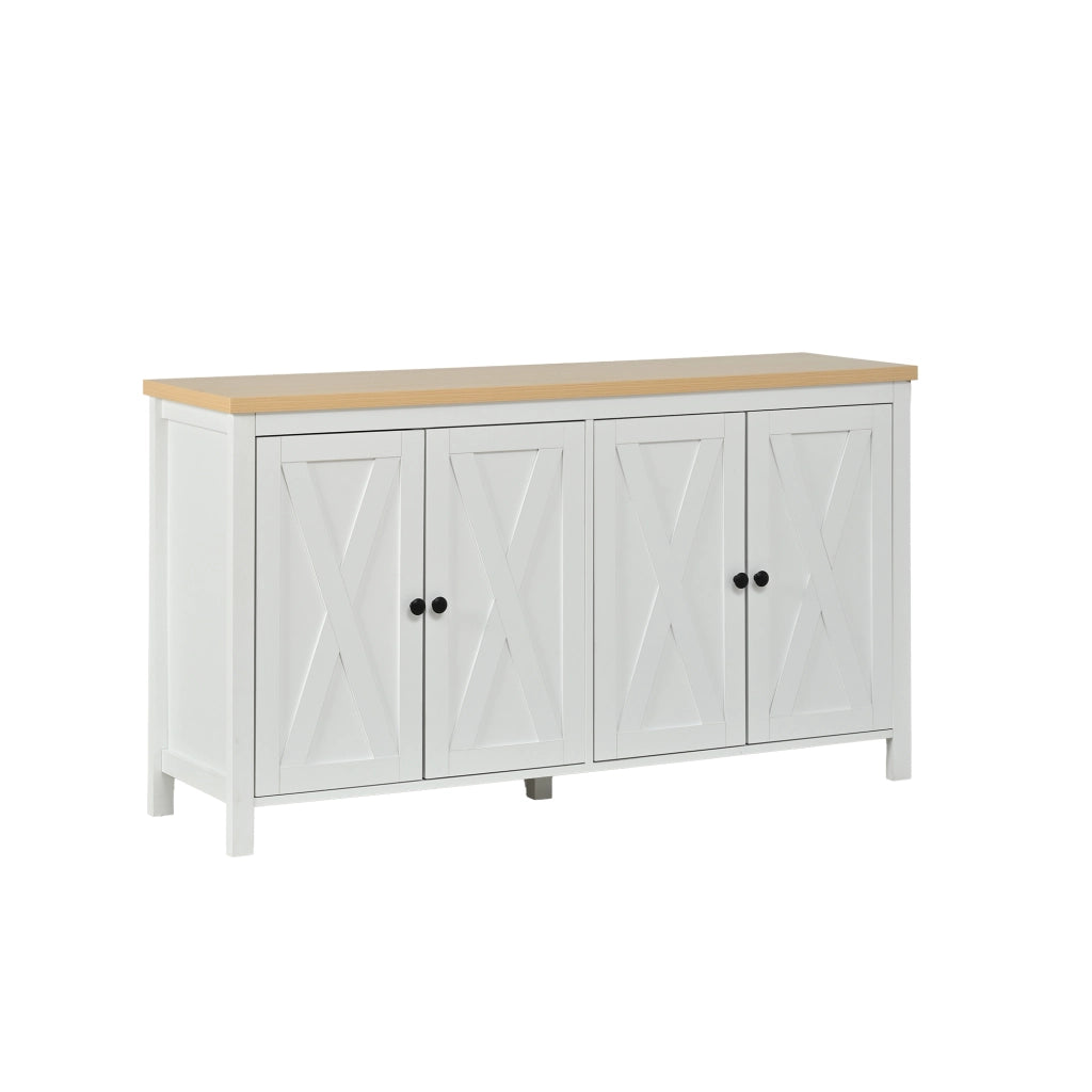 Sideboard bianco con 4 ante; 140x40x78 cm in MDF