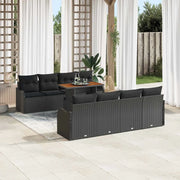 Set Divano da Giardino con archiviazione 9 pcs Nero Poly Rattan 3358172