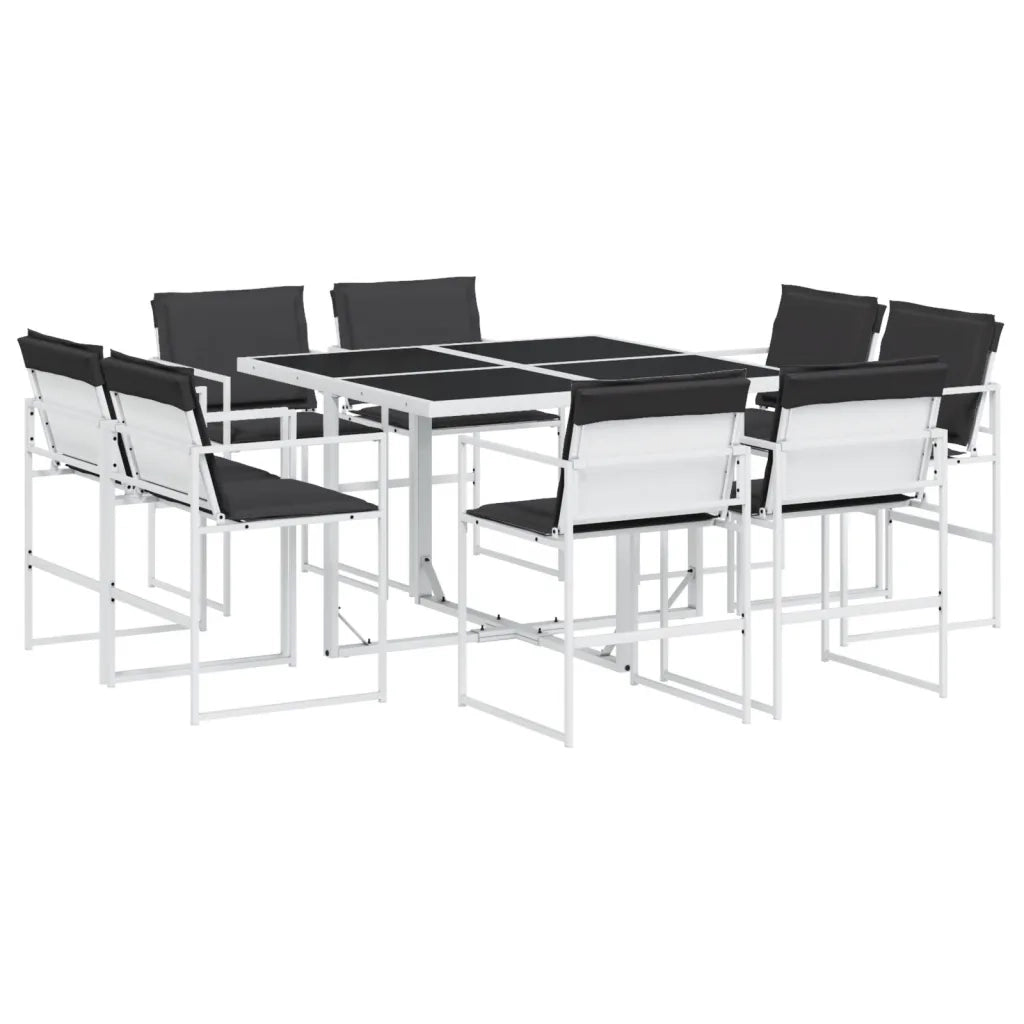 Set da Pranzo da Giardino 9 pz con Cuscini Bianco in Textilene 3295108